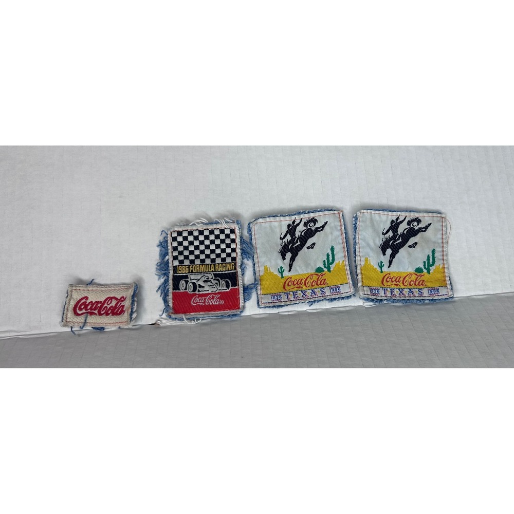 Vintage 1986 Coca-Cola Patch Lot Formula Racing Texas Sesquicentennial 4pc